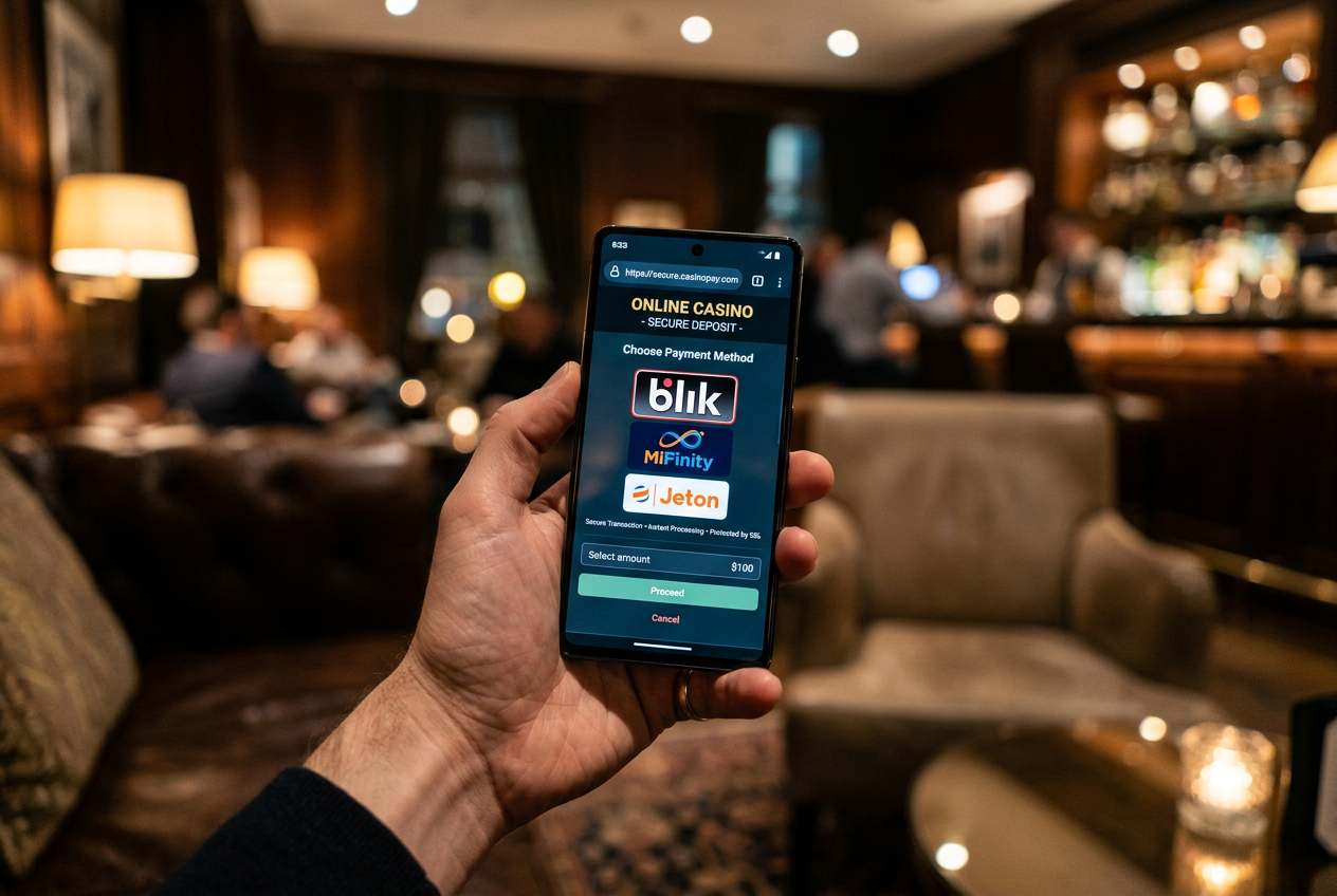 Interfejs płatności mobilnych w kasynie online wspierający BLIK i MiFinity